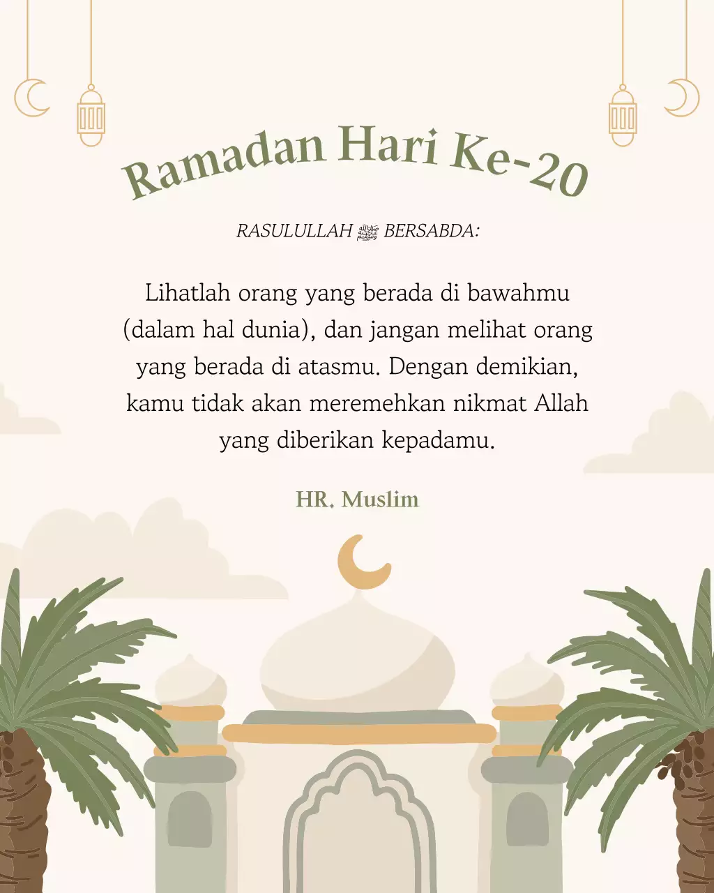 pengumuman Ramadan tradisional berwarna krem