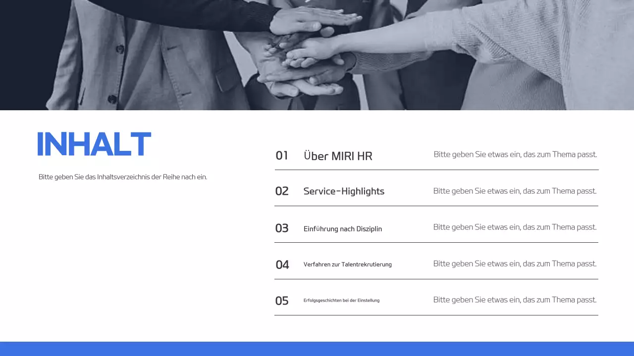 Modernes Angebot für die Personalvermittlung in Blau und Weiß