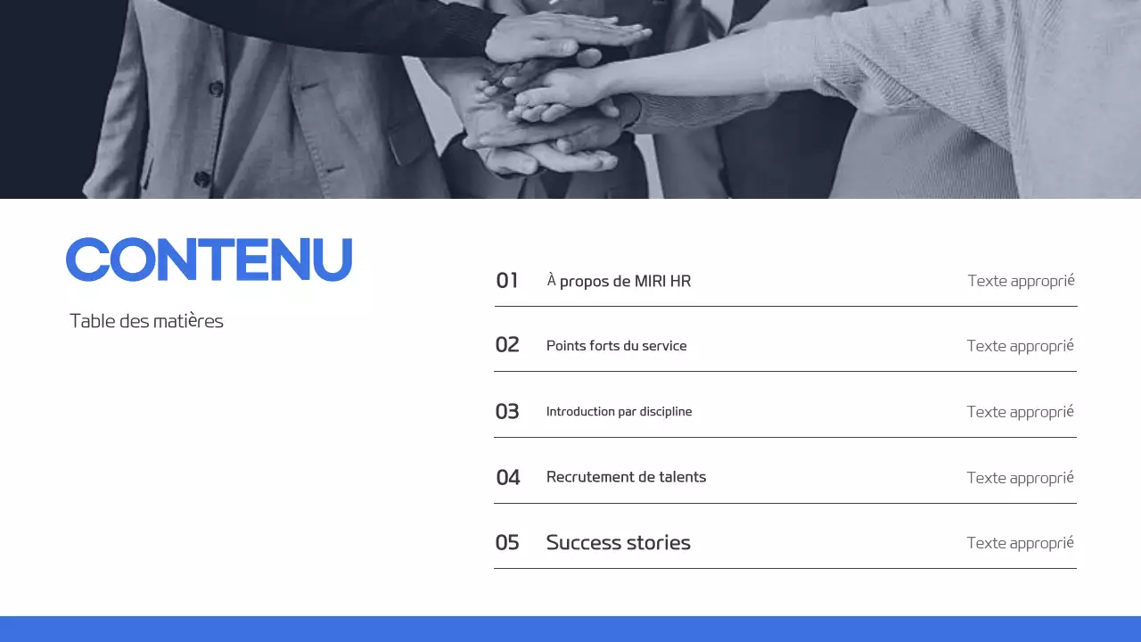 Proposition moderne de service de chasseur de têtes en bleu et blanc