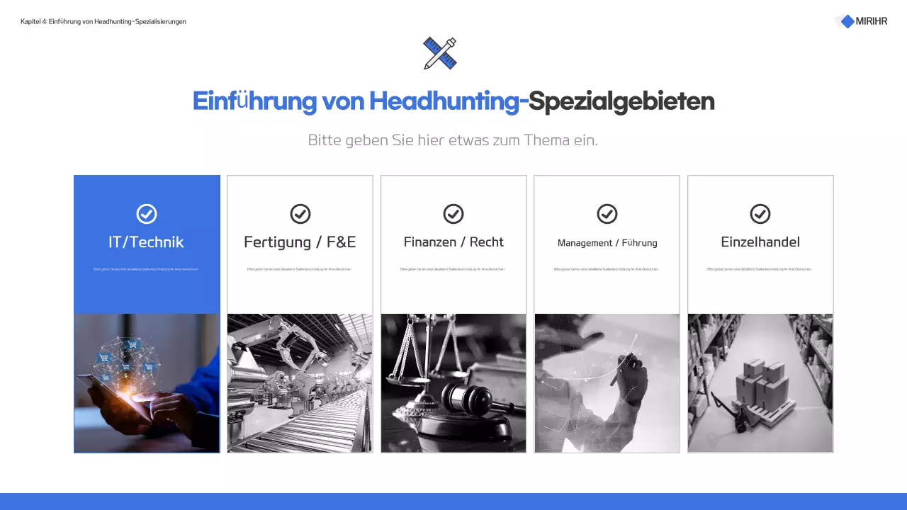 Modernes Angebot für die Personalvermittlung in Blau und Weiß