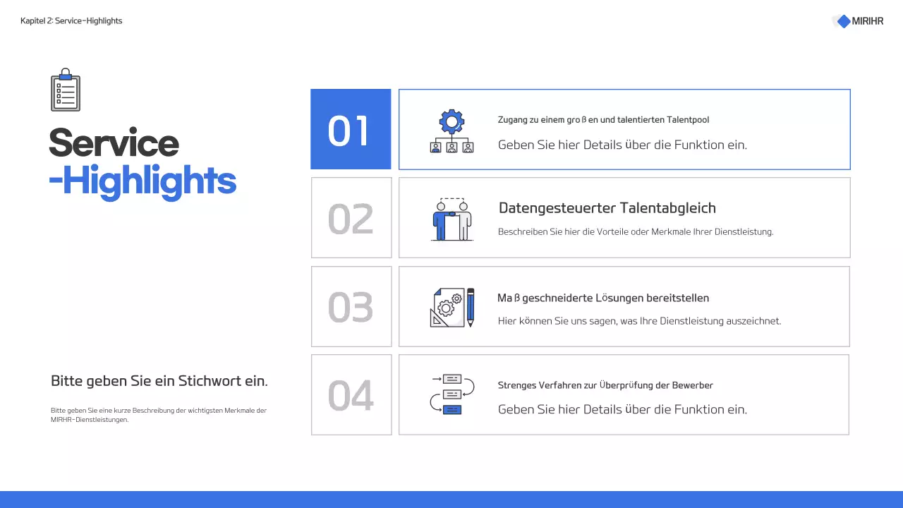 Modernes Angebot für die Personalvermittlung in Blau und Weiß