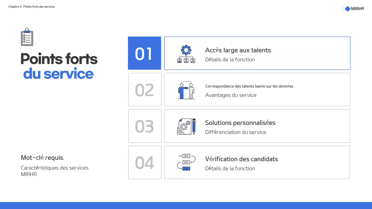 Proposition moderne de service de chasseur de têtes en bleu et blanc
