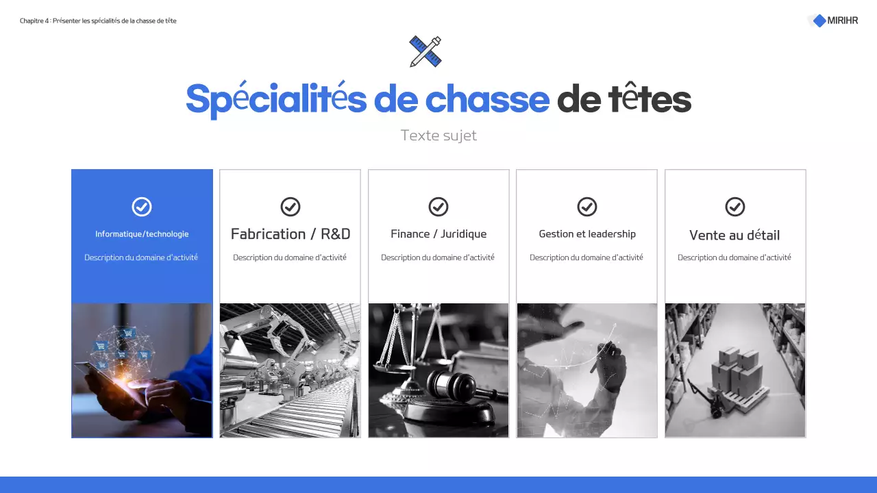 Proposition moderne de service de chasseur de têtes en bleu et blanc