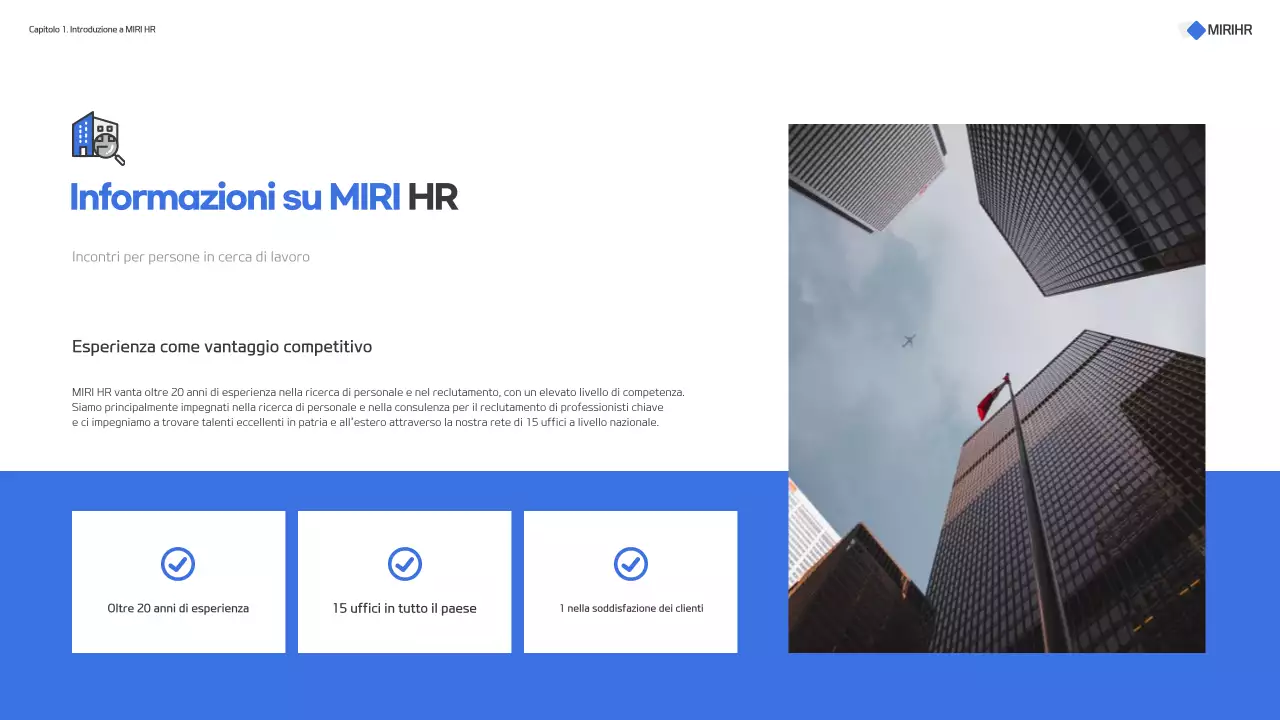 Moderna proposta di servizio di headhunting in blu e bianco