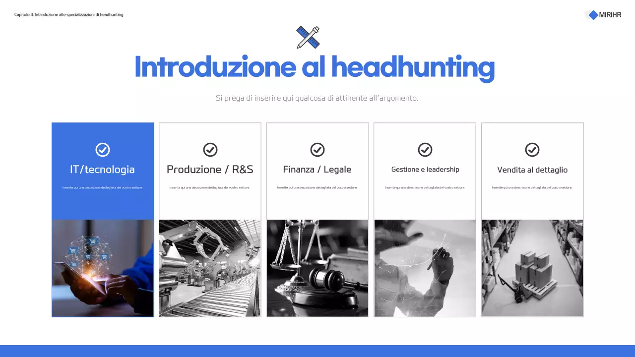 Moderna proposta di servizio di headhunting in blu e bianco