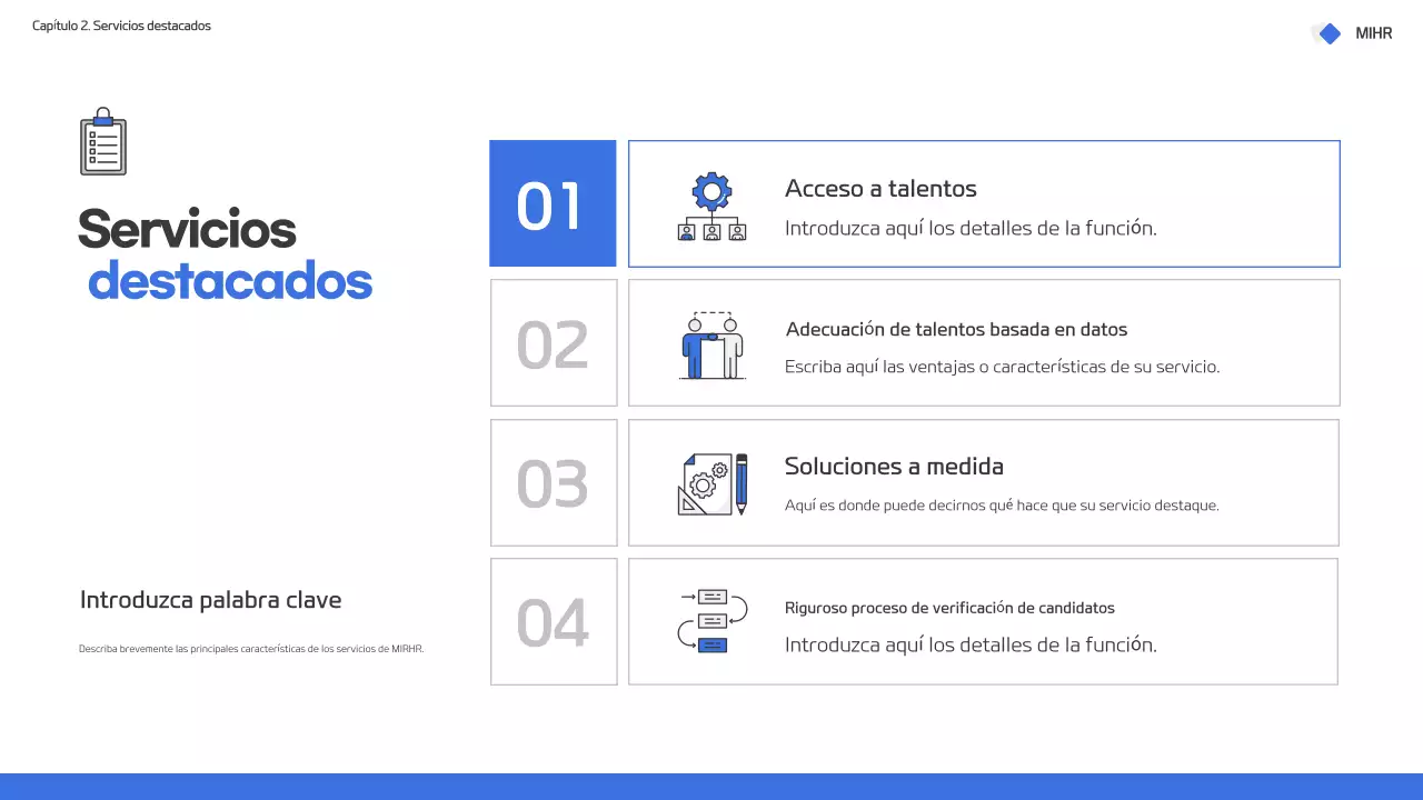 Moderna propuesta de servicio de búsqueda de talentos en azul y blanco