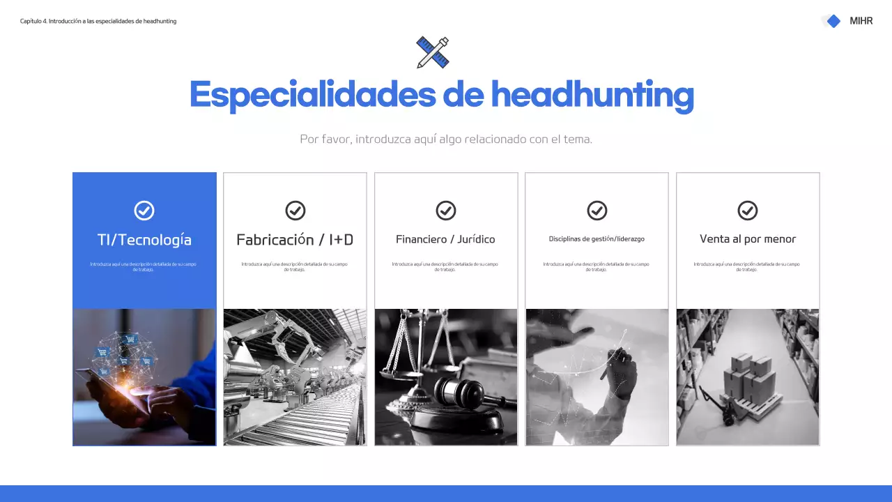 Moderna propuesta de servicio de búsqueda de talentos en azul y blanco