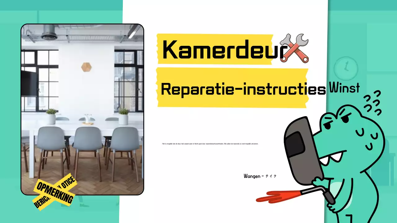 Een schattige eenvoudige kantooraankondiging in mint en geel