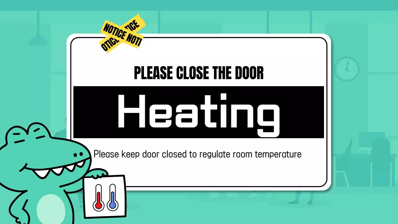 A cute simple office announcement in mint and yellow