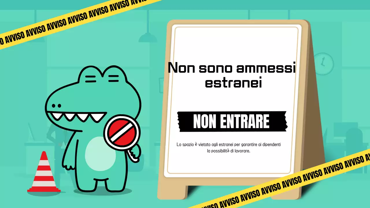 Un annuncio d'ufficio semplice e carino in giallo e menta