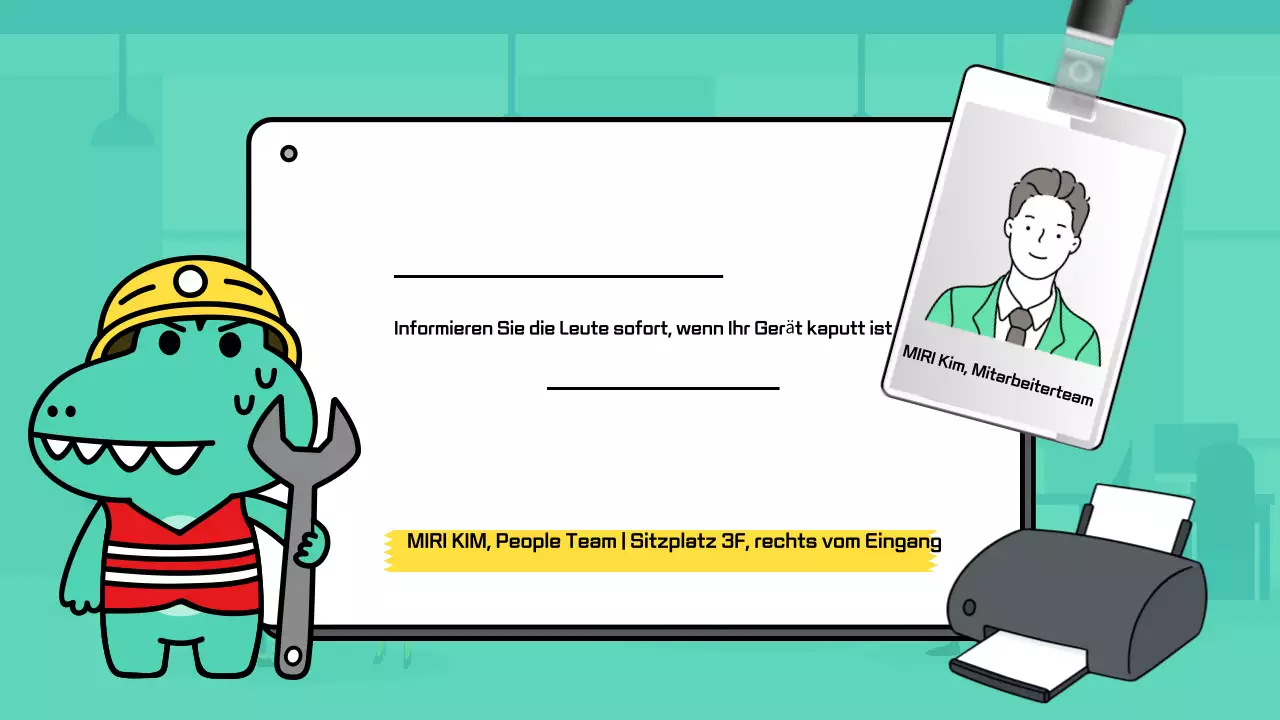 Eine süße, schlichte Büro-Ankündigung in Mint und Gelb