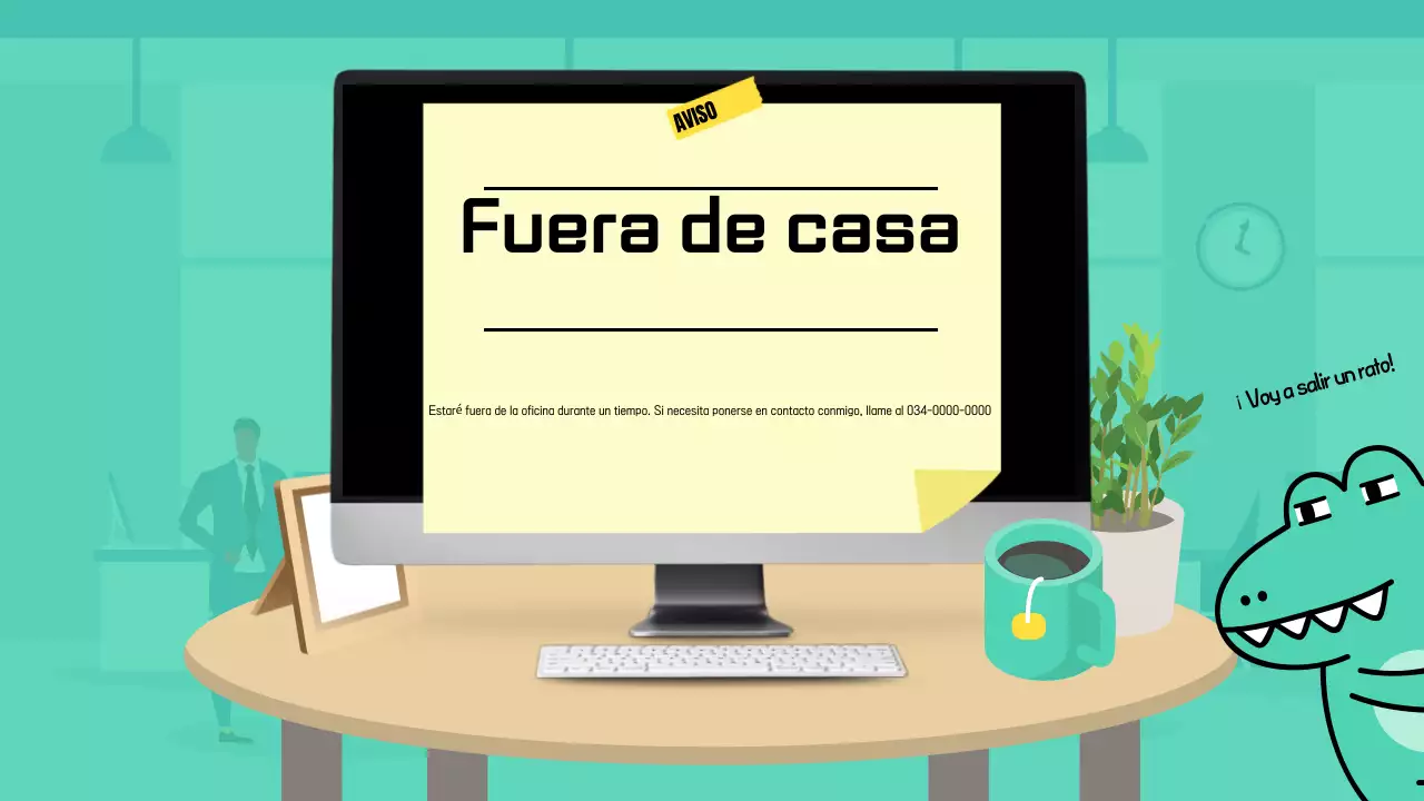 Un bonito y sencillo anuncio de oficina en menta y amarillo