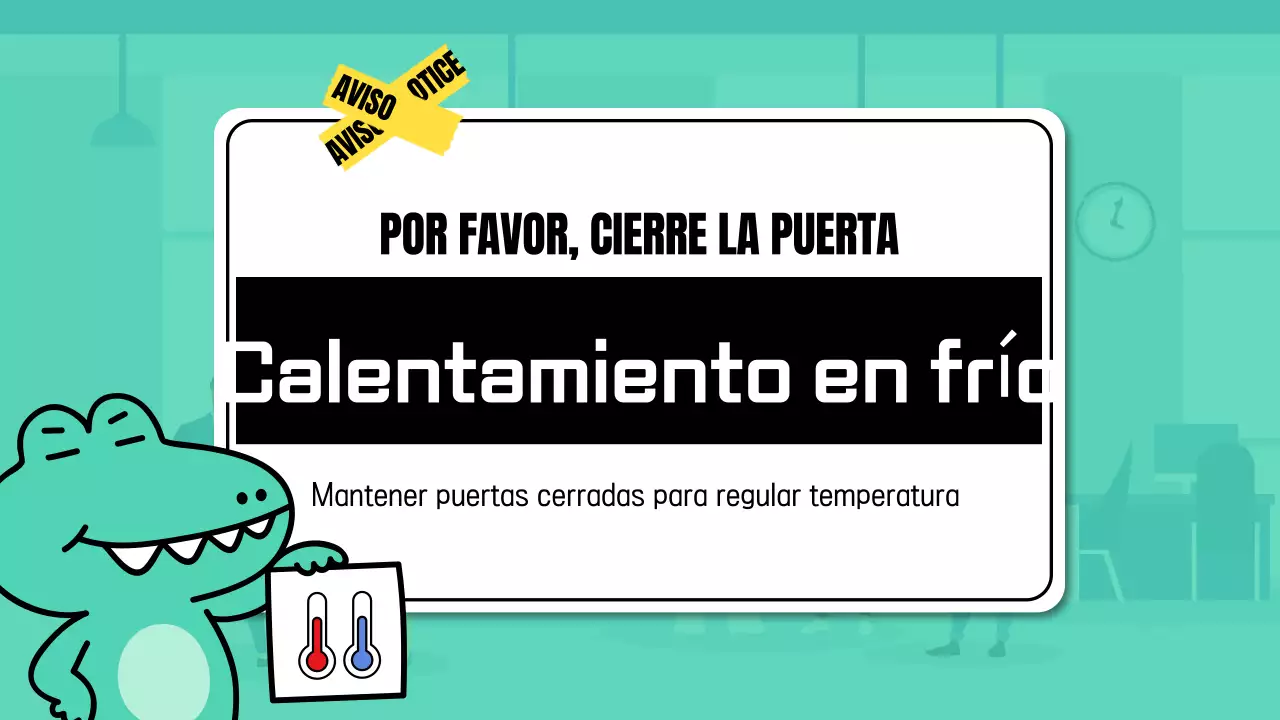 Un bonito y sencillo anuncio de oficina en menta y amarillo