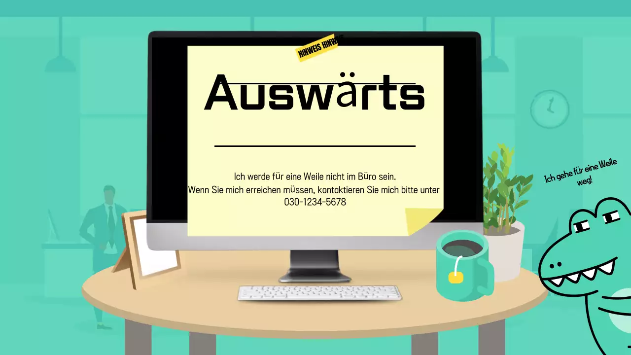 Eine süße, schlichte Büro-Ankündigung in Mint und Gelb