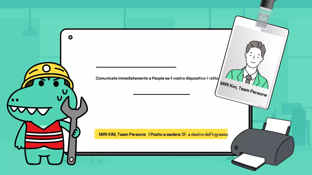 Un annuncio d'ufficio semplice e carino in giallo e menta