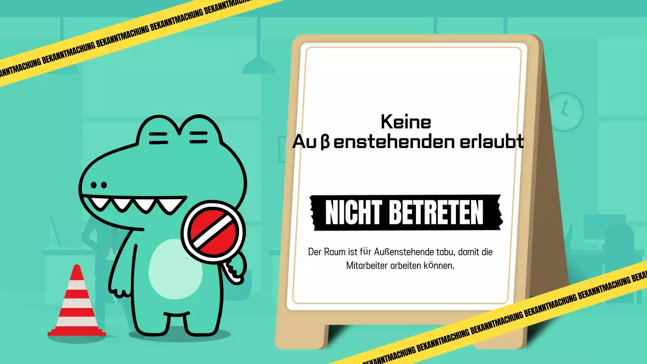 Eine süße, schlichte Büro-Ankündigung in Mint und Gelb