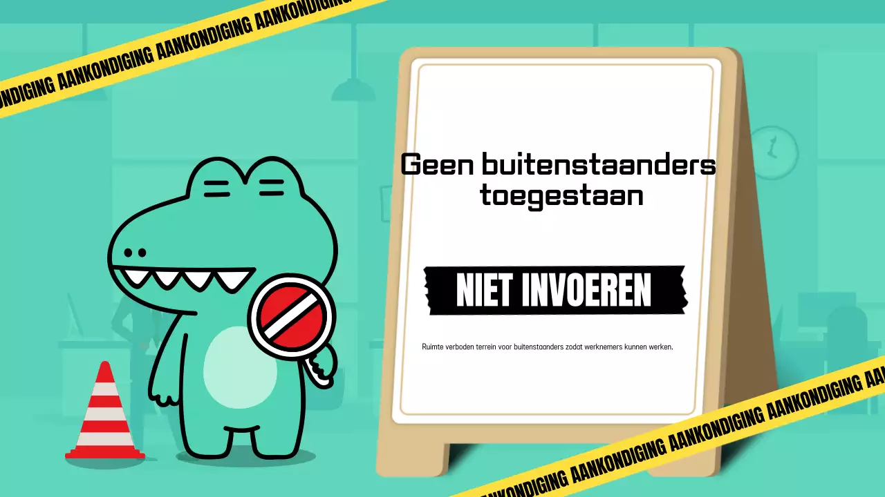 Een schattige eenvoudige kantooraankondiging in mint en geel