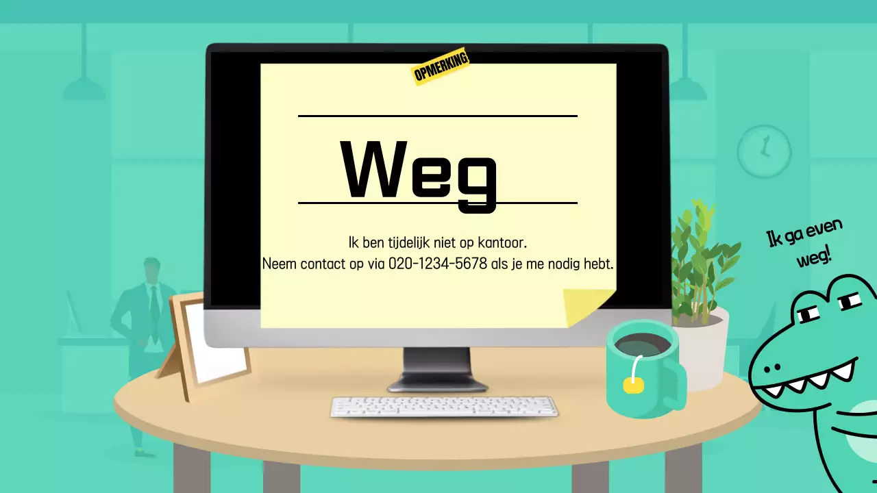 Een schattige eenvoudige kantooraankondiging in mint en geel