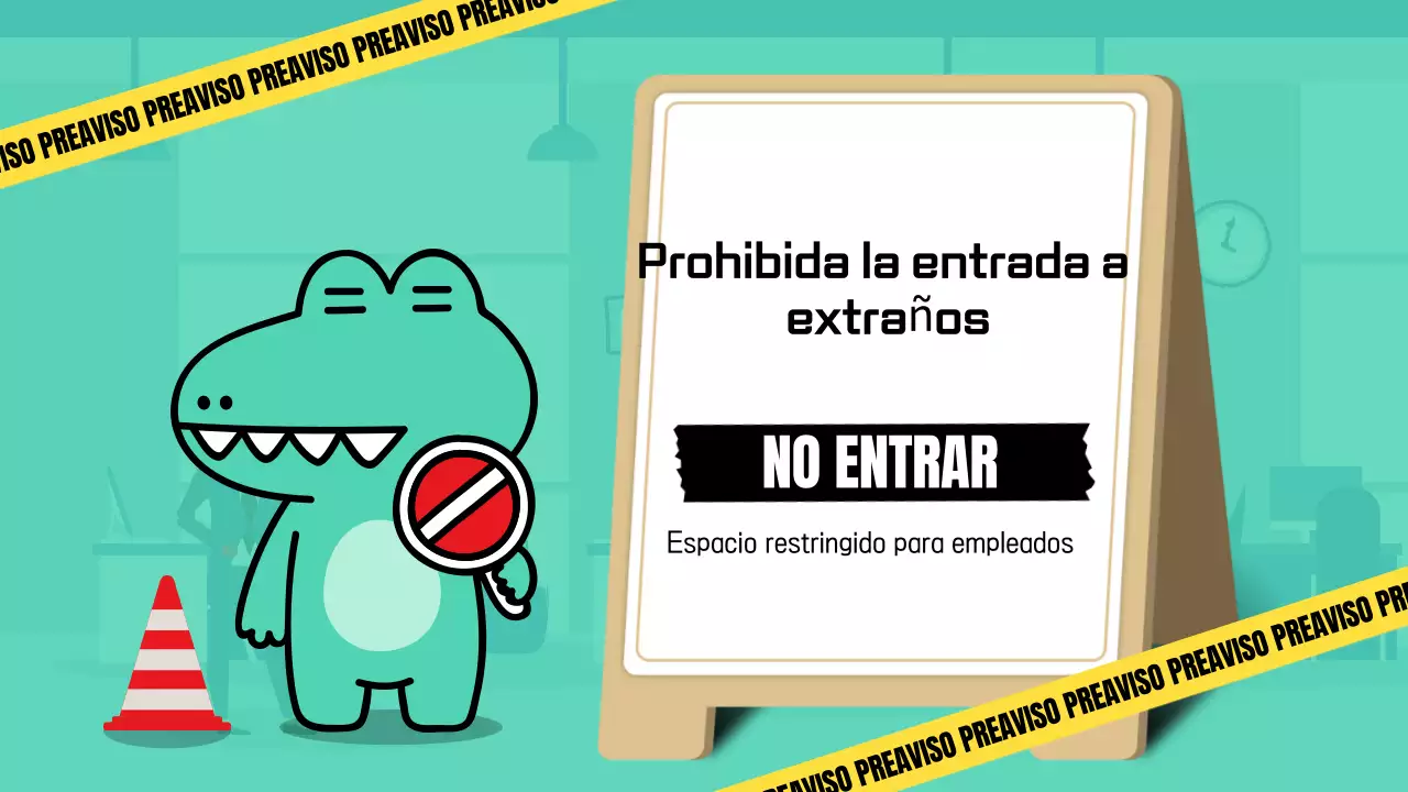 Un bonito y sencillo anuncio de oficina en menta y amarillo