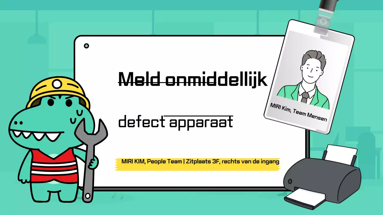 Een schattige eenvoudige kantooraankondiging in mint en geel