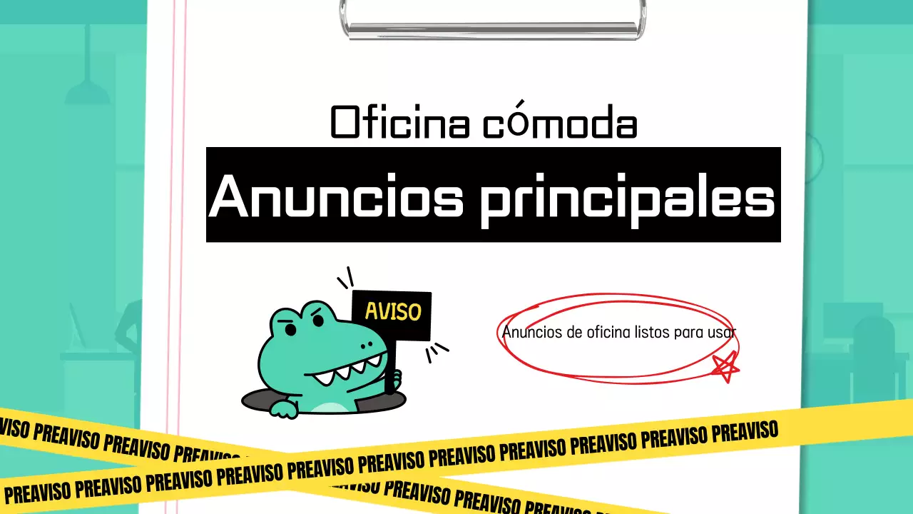 Un bonito y sencillo anuncio de oficina en menta y amarillo