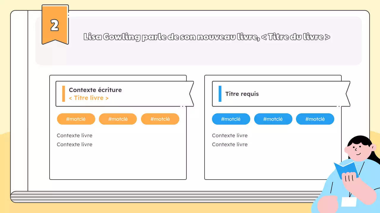 Promouvoir une conférence de presse pour le lancement du nouveau livre de l'auteur dans des tons simples de jaune et de bleu clair.