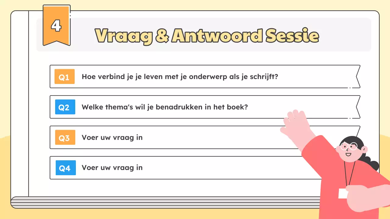 Promoot een boekbespreking voor de lancering van het nieuwe boek van de auteur in eenvoudig geel en lichtblauw.