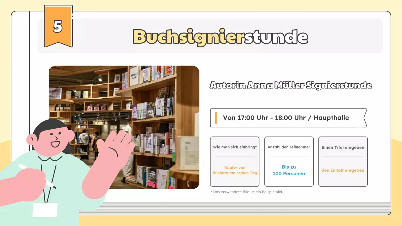 Bewerben Sie eine Buchbesprechung zur Einführung des neuen Buches des Autors in schlichtem Gelb und Hellblau.