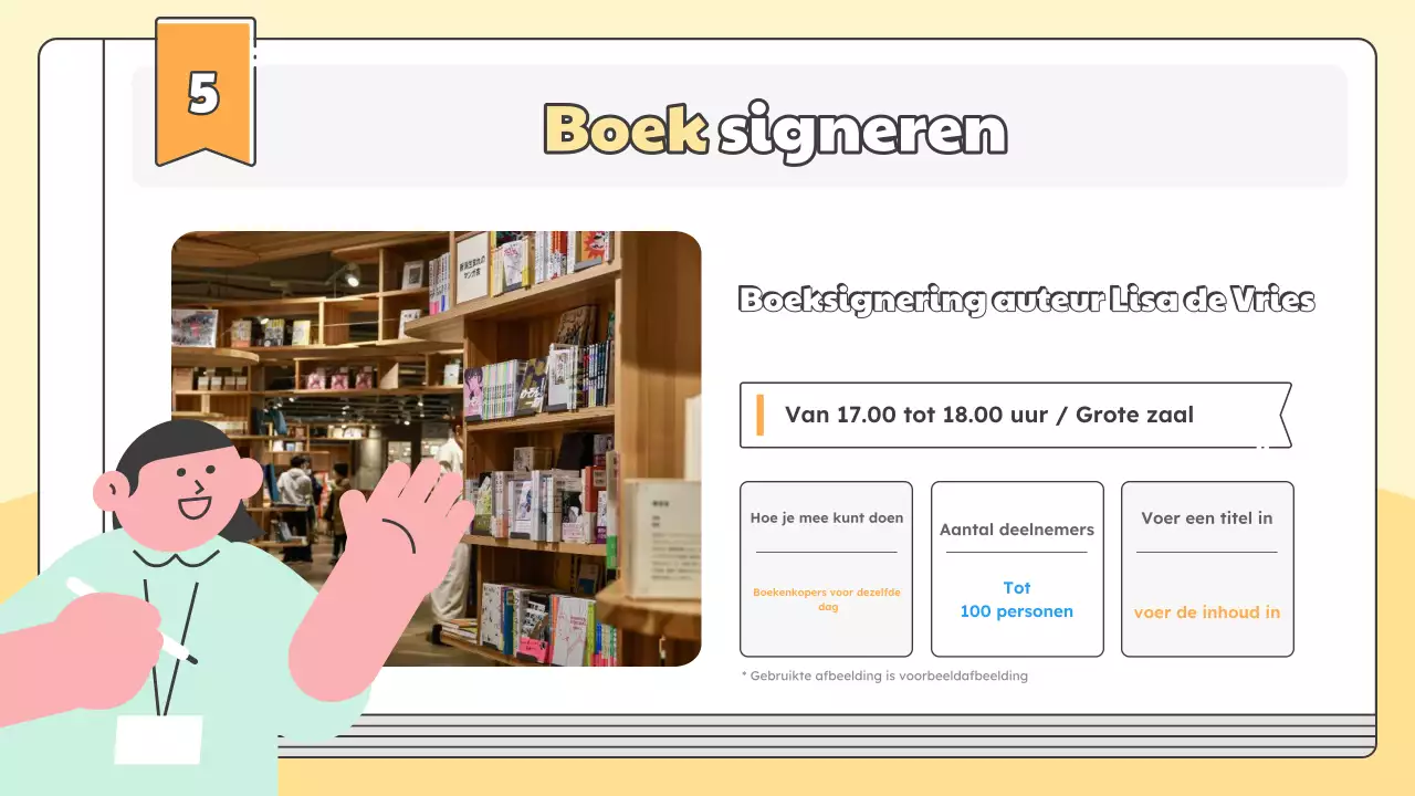 Promoot een boekbespreking voor de lancering van het nieuwe boek van de auteur in eenvoudig geel en lichtblauw.