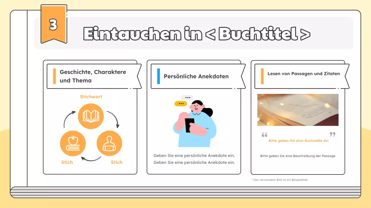 Bewerben Sie eine Buchbesprechung zur Einführung des neuen Buches des Autors in schlichtem Gelb und Hellblau.