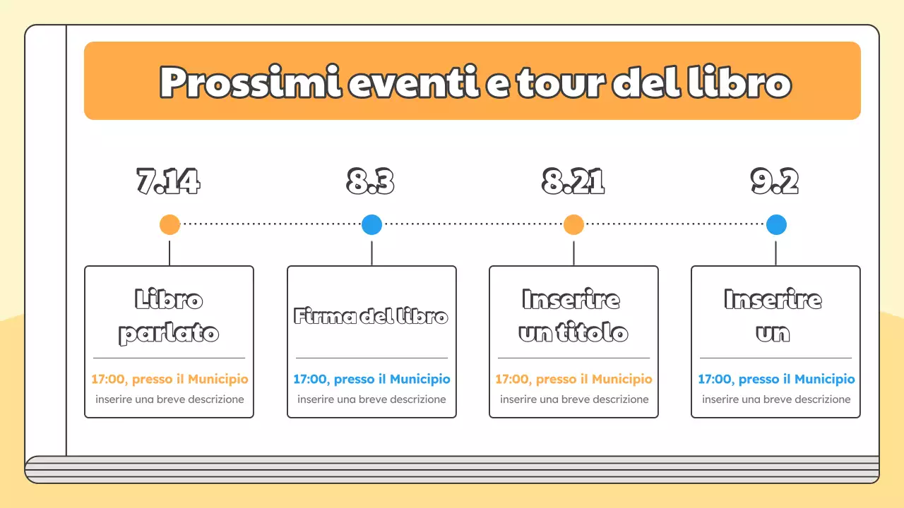 Promuovete una conferenza per il lancio del nuovo libro dell'autore con semplici colori giallo e azzurro.