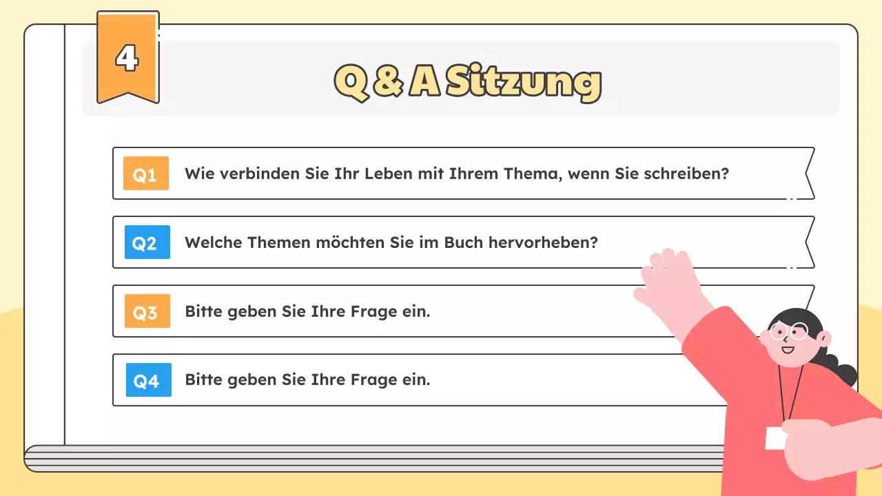 Bewerben Sie eine Buchbesprechung zur Einführung des neuen Buches des Autors in schlichtem Gelb und Hellblau.