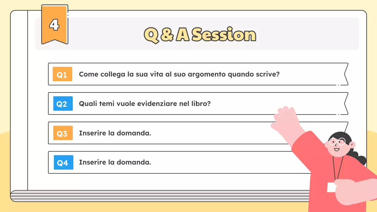 Promuovete una conferenza per il lancio del nuovo libro dell'autore con semplici colori giallo e azzurro.