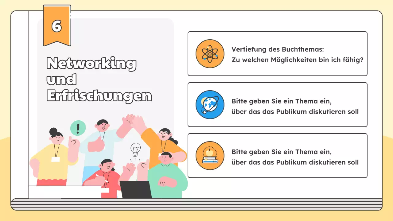 Bewerben Sie eine Buchbesprechung zur Einführung des neuen Buches des Autors in schlichtem Gelb und Hellblau.