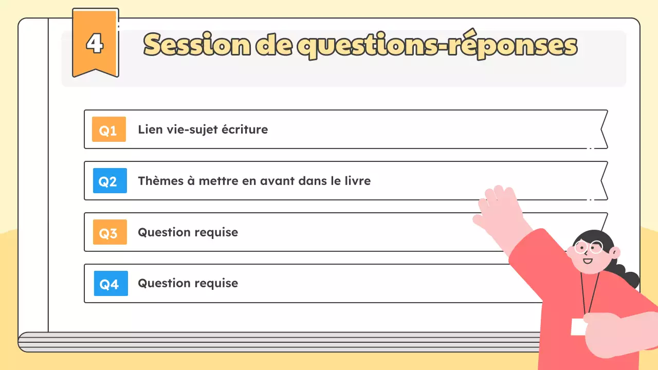 Promouvoir une conférence de presse pour le lancement du nouveau livre de l'auteur dans des tons simples de jaune et de bleu clair.