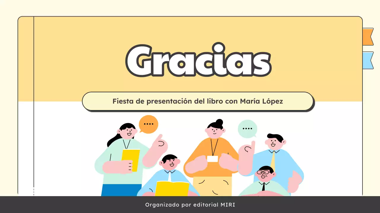 Promueva una charla para el lanzamiento del nuevo libro del autor en amarillo y azul claro sencillos.