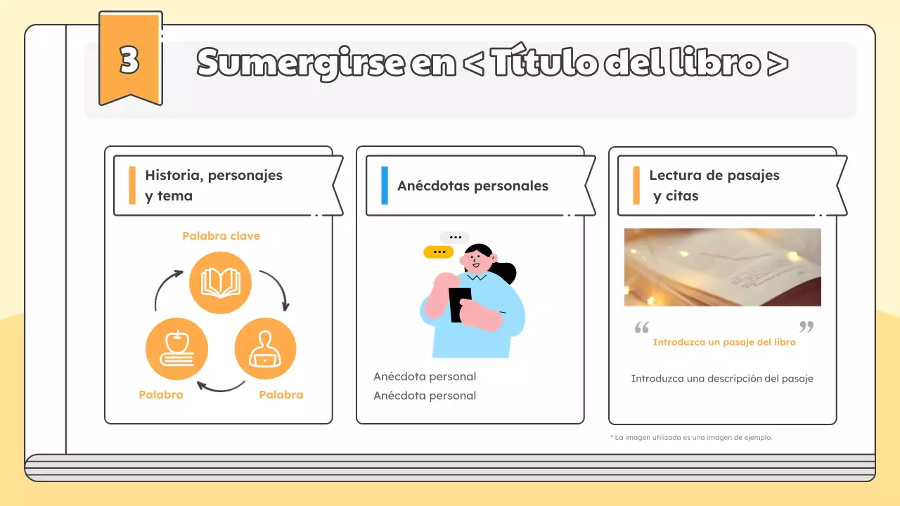 Promueva una charla para el lanzamiento del nuevo libro del autor en amarillo y azul claro sencillos.