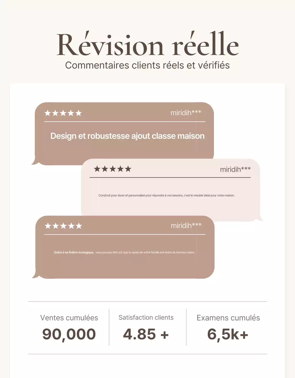 Promouvoir un événement simple d'évaluation de meubles en marron et beige