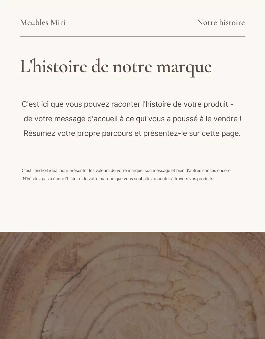 Promouvoir une présentation de meubles simples dans les tons marron et beige