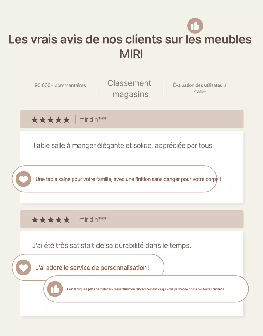 Promouvoir un événement simple d'évaluation de meubles en marron et beige