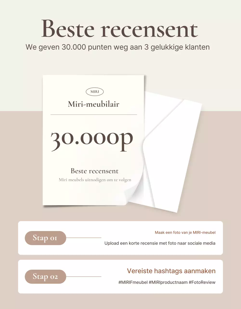 Promoot een eenvoudig meubelreview-evenement in bruin en beige