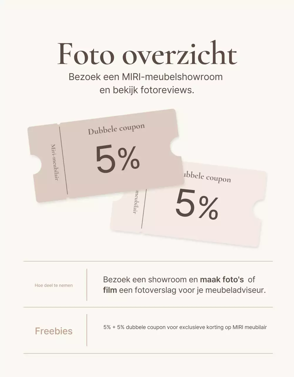 Promoot een eenvoudig meubelreview-evenement in bruin en beige