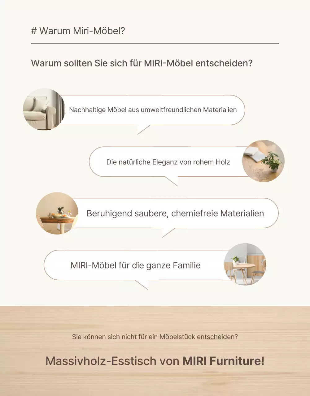 Förderung eines einfachen Möbel-Intros in Braun und Beige