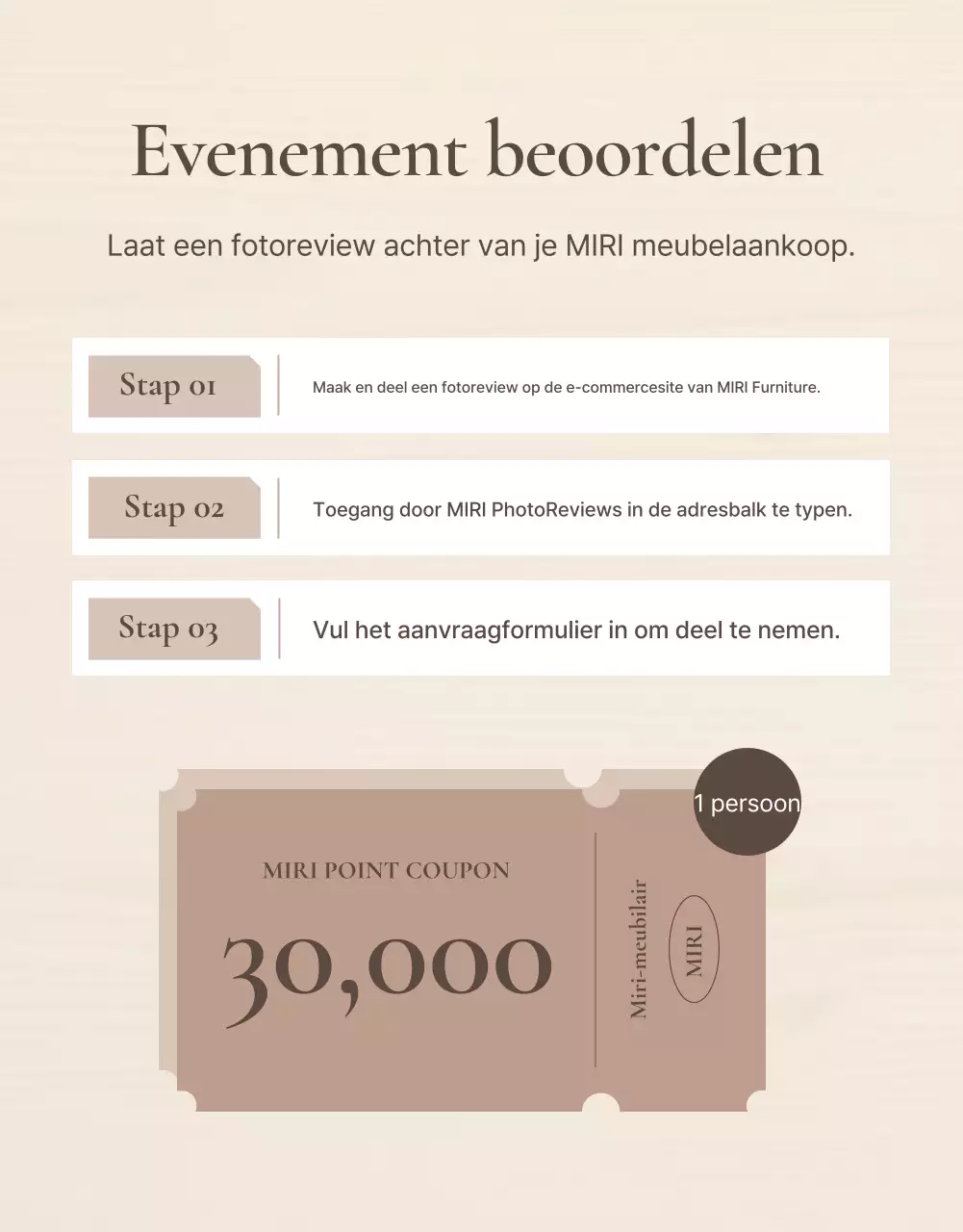 Promoot een eenvoudig meubelreview-evenement in bruin en beige