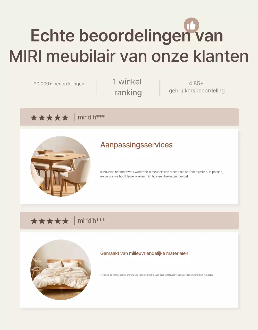 Promoot een eenvoudig meubelreview-evenement in bruin en beige