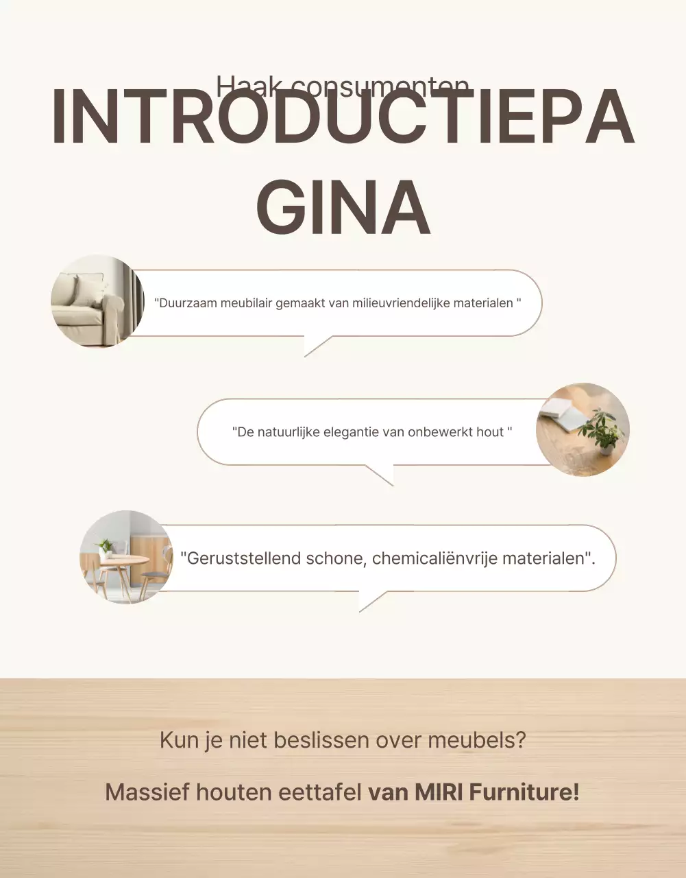 Promoot een eenvoudige meubelintro in bruin en beige