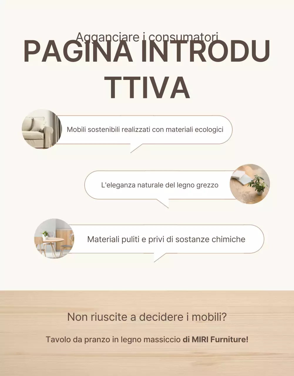 Promuovere una semplice introduzione di mobili in marrone e beige