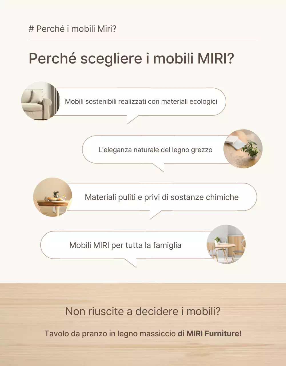Promuovere una semplice introduzione di mobili in marrone e beige
