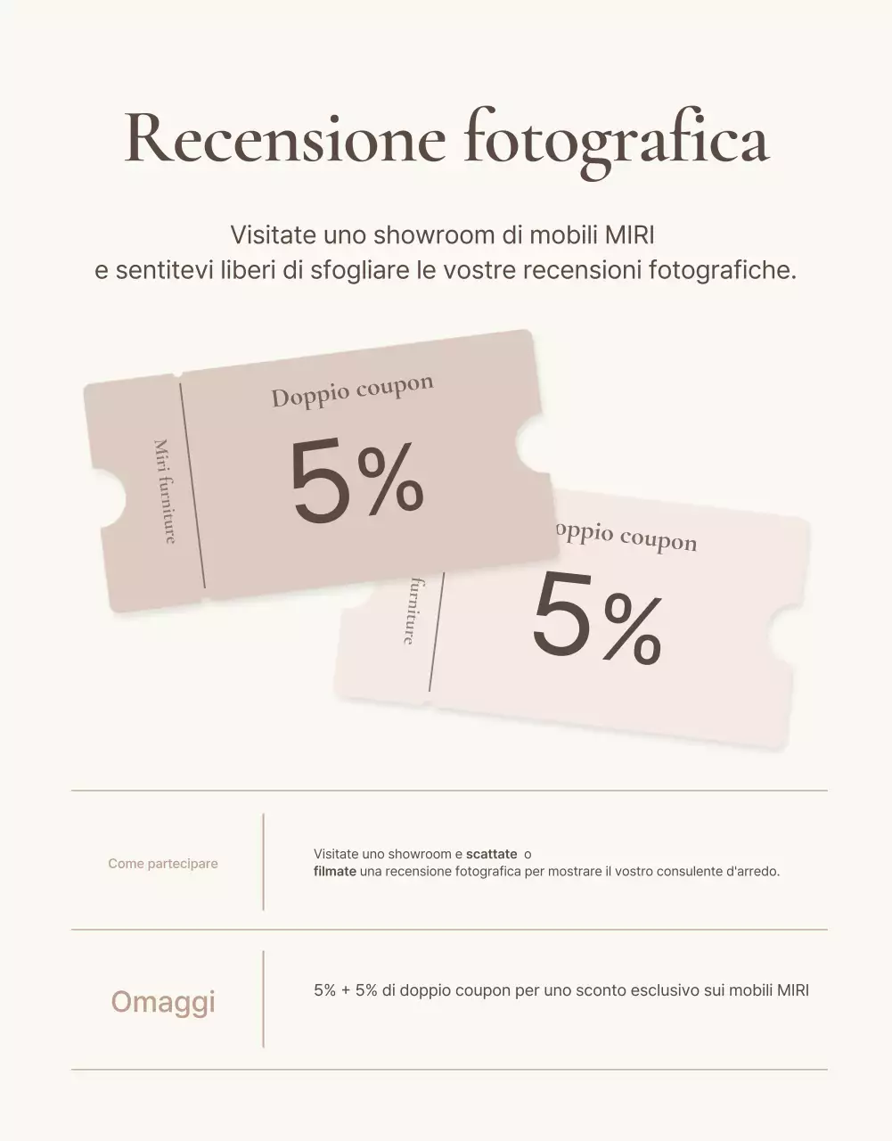 Promuovere un evento di revisione di mobili semplici in marrone e beige