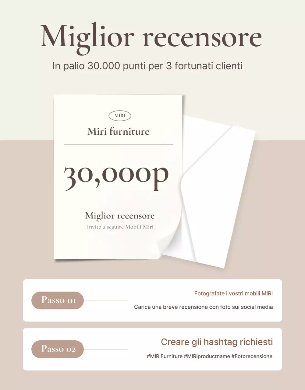 Promuovere un evento di revisione di mobili semplici in marrone e beige